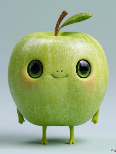 Cute Apple Character Illustration Poster.