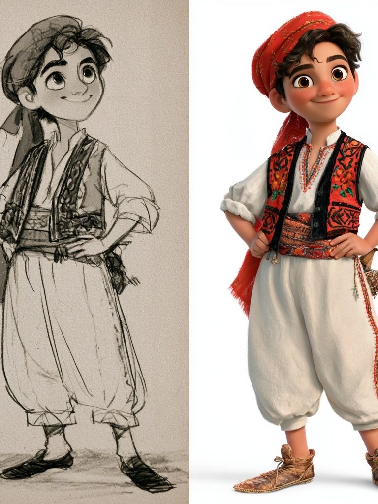 Folk Boy Character Illustration Poster. poster detail
