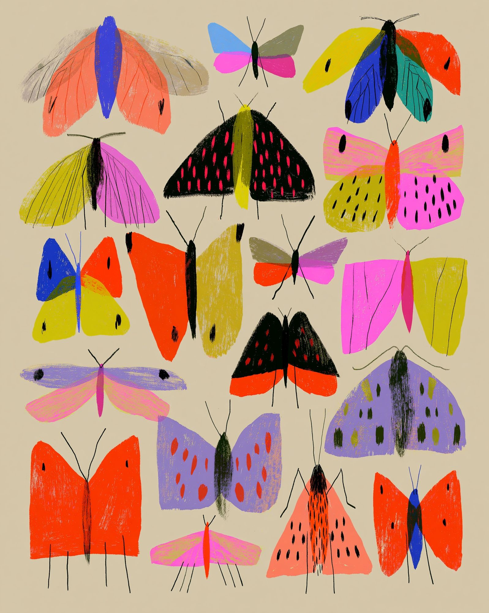 Colorful Butterflies Illustration Poster. poster — illustration art
