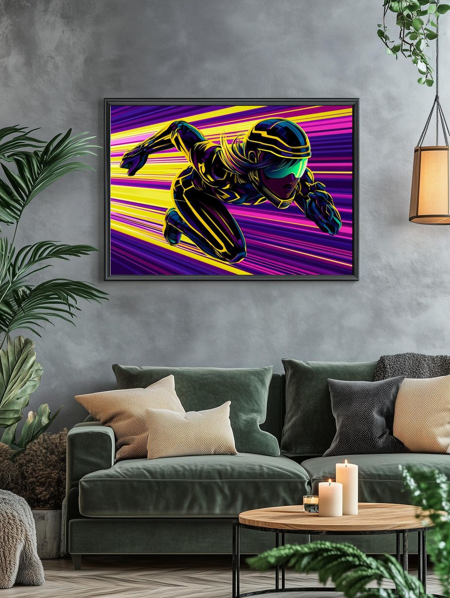 Neon Speed Runner Illustration Poster. — room view 4
