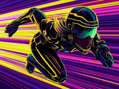 Neon Speed Runner Illustration Poster.