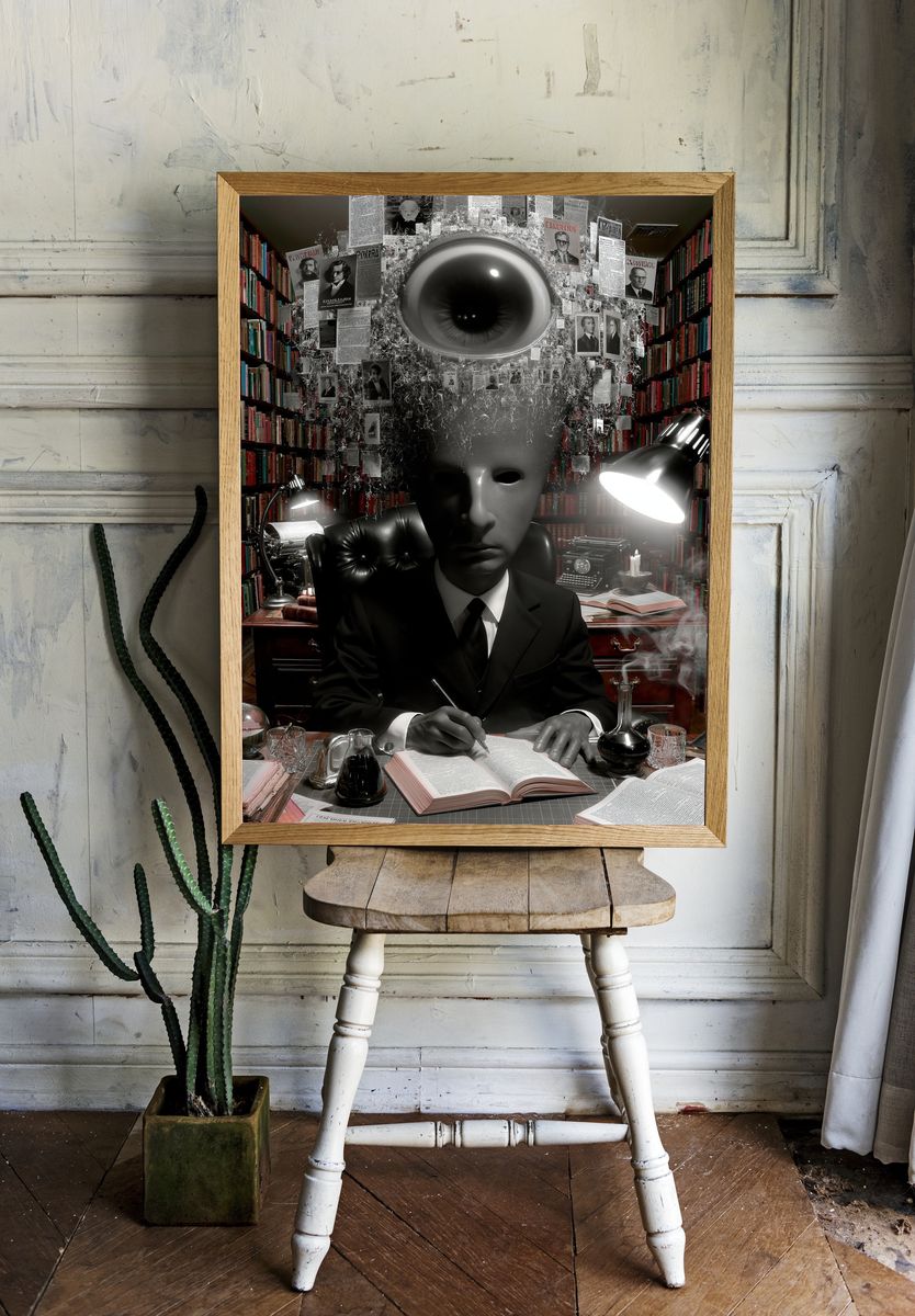 Surreal Library Eye Portrait Poster. room preview