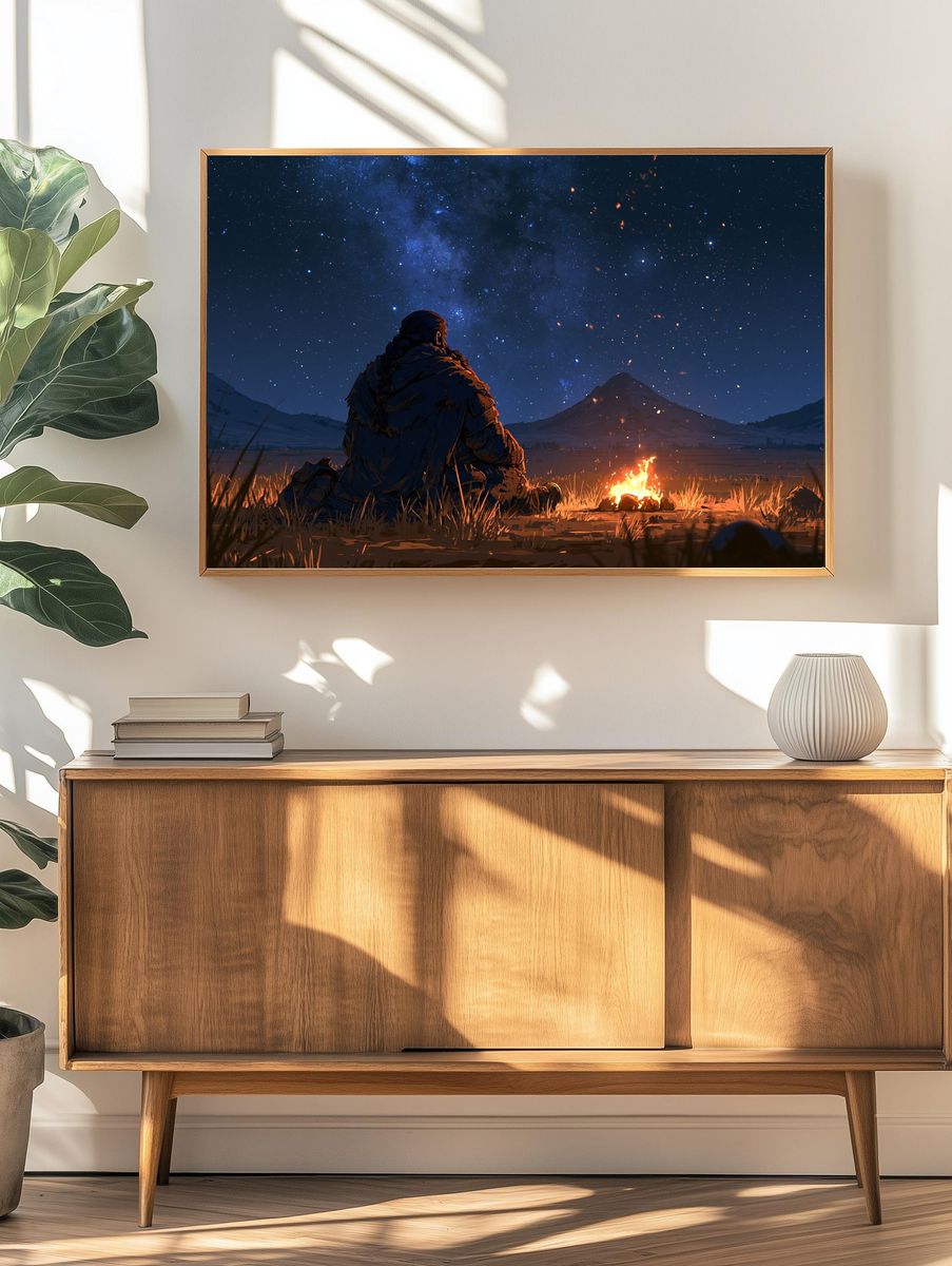 Starlit Campfire Nightscape Poster. — room view 3