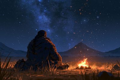 Starlit Campfire Nightscape Poster. poster