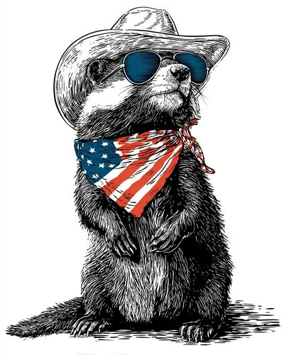 Cowboy Raccoon Illustration Poster. poster