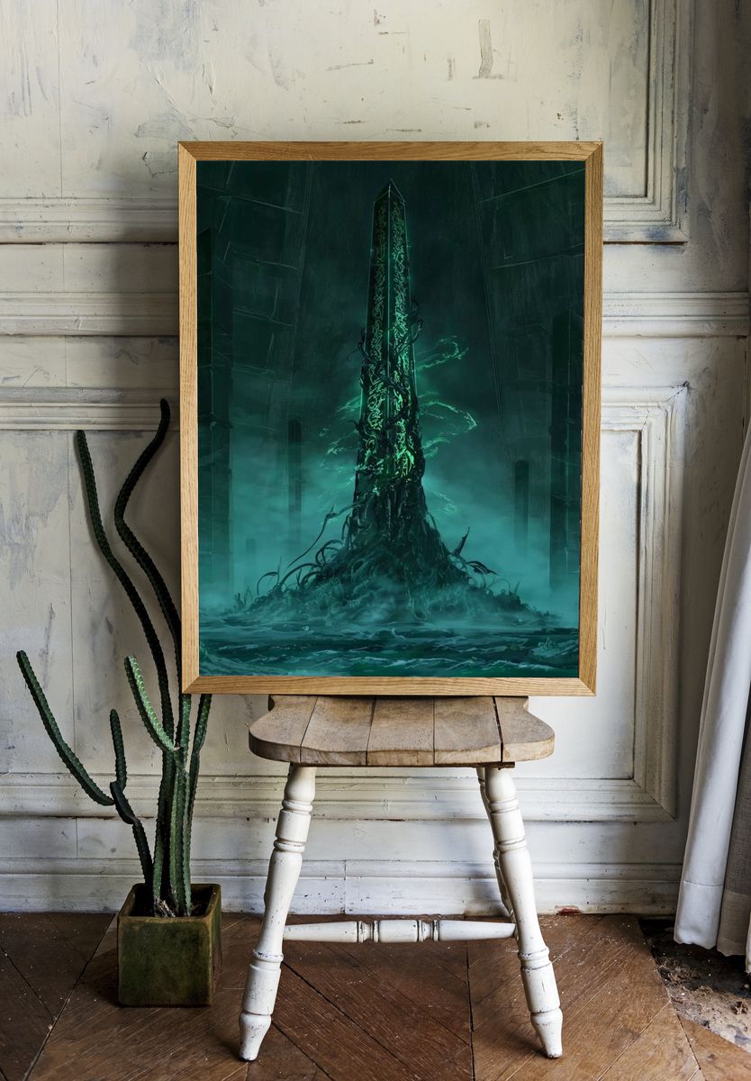 Mystic Obelisk Digital Art Poster. — room view 1