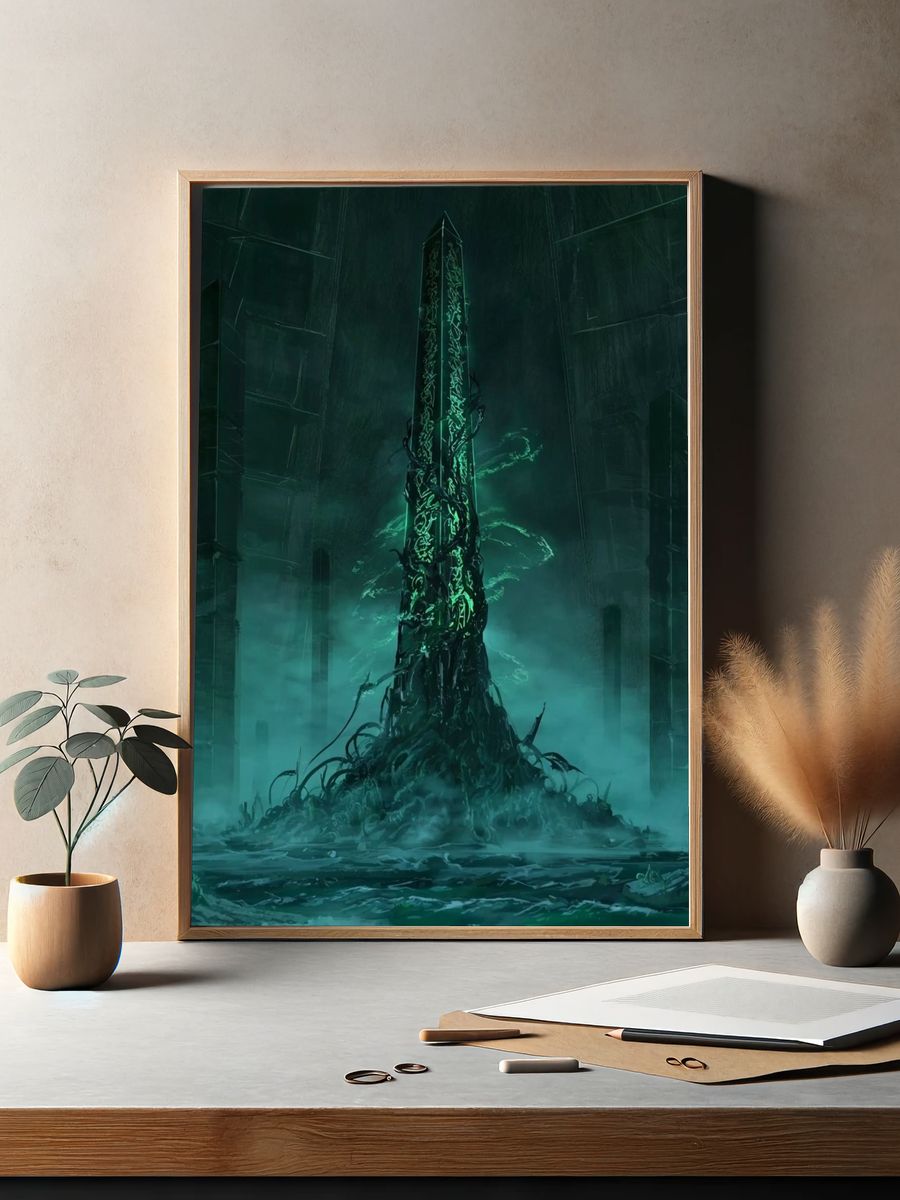 Mystic Obelisk Digital Art Poster. — room view 2