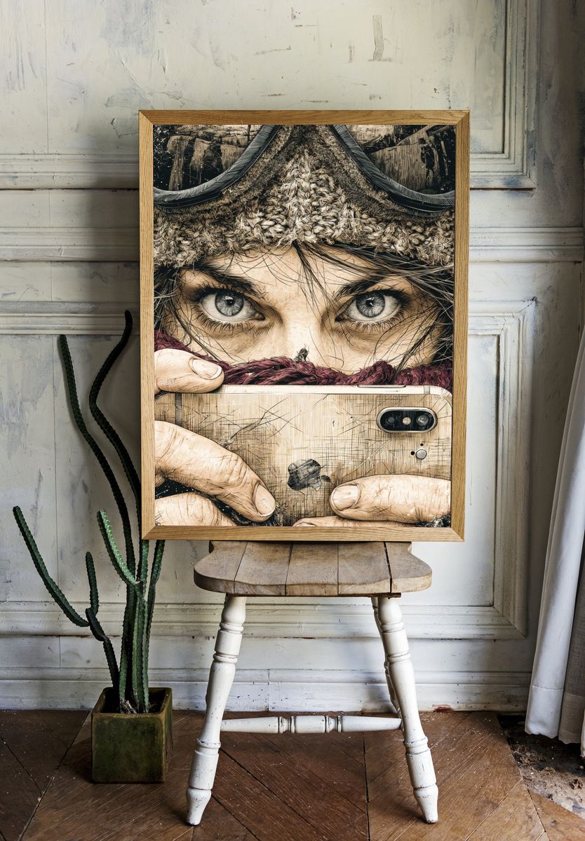 Goggles Selfie Illustration Poster. — room view 1
