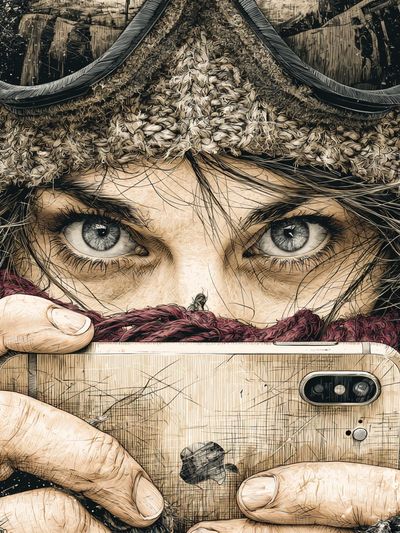 Goggles Selfie Illustration Poster. poster