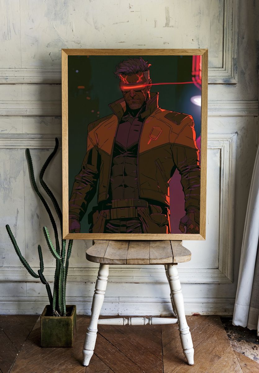 Cyberpunk Hero Portrait Poster. room preview