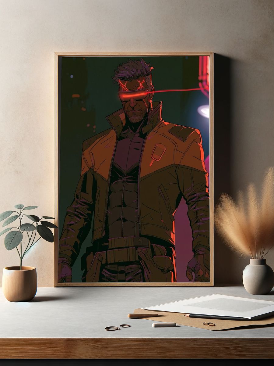Cyberpunk Hero Portrait Poster. — room view 2