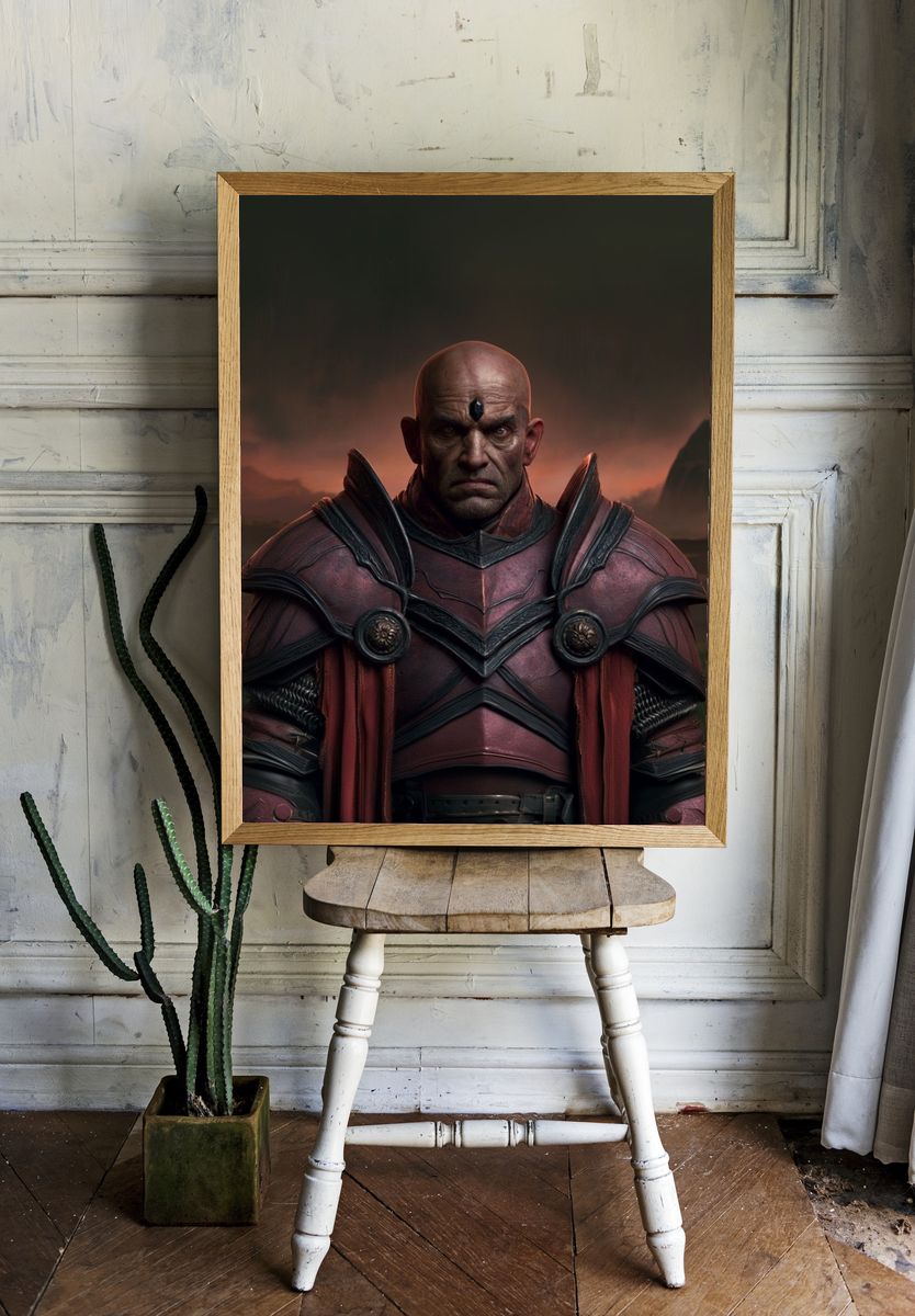 Dark Fantasy Warrior Portrait Print. room preview