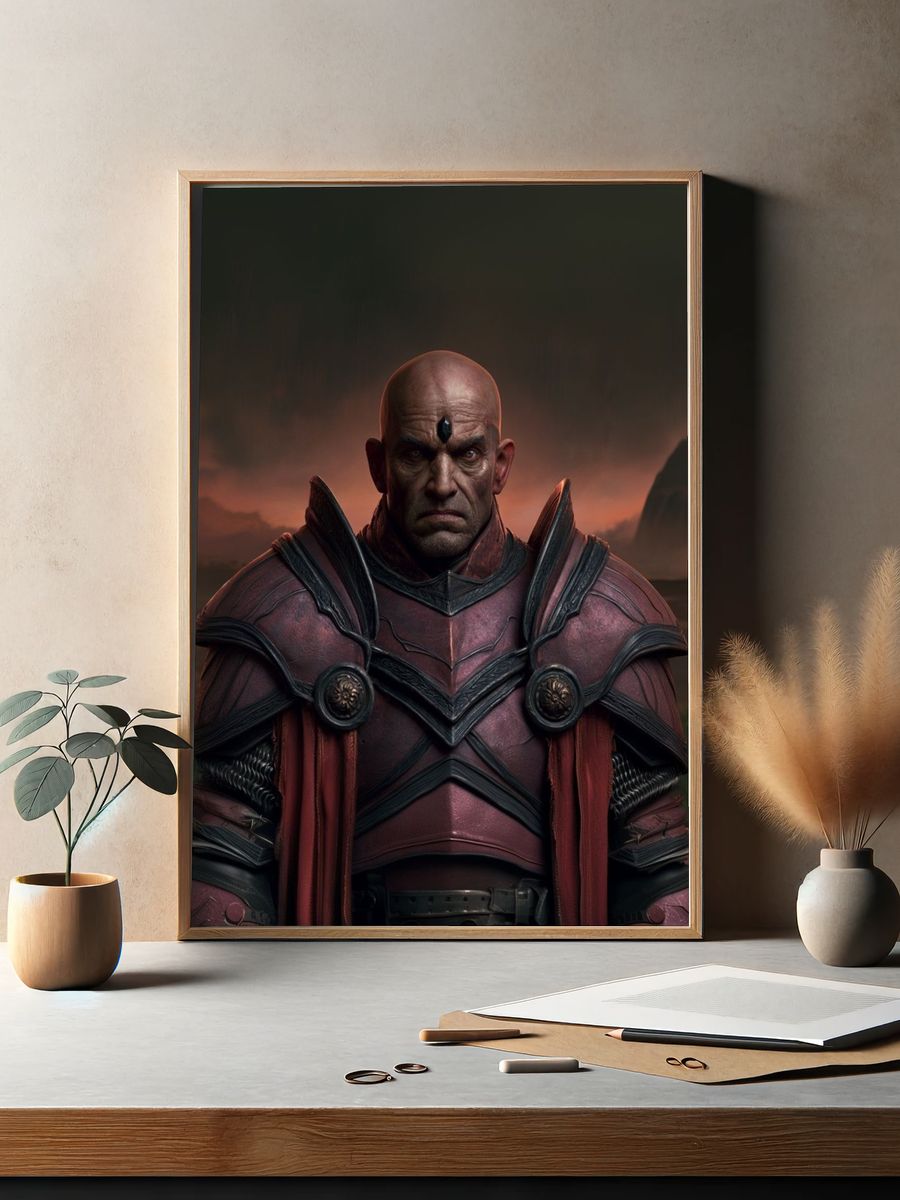 Dark Fantasy Warrior Portrait Print. — room view 2