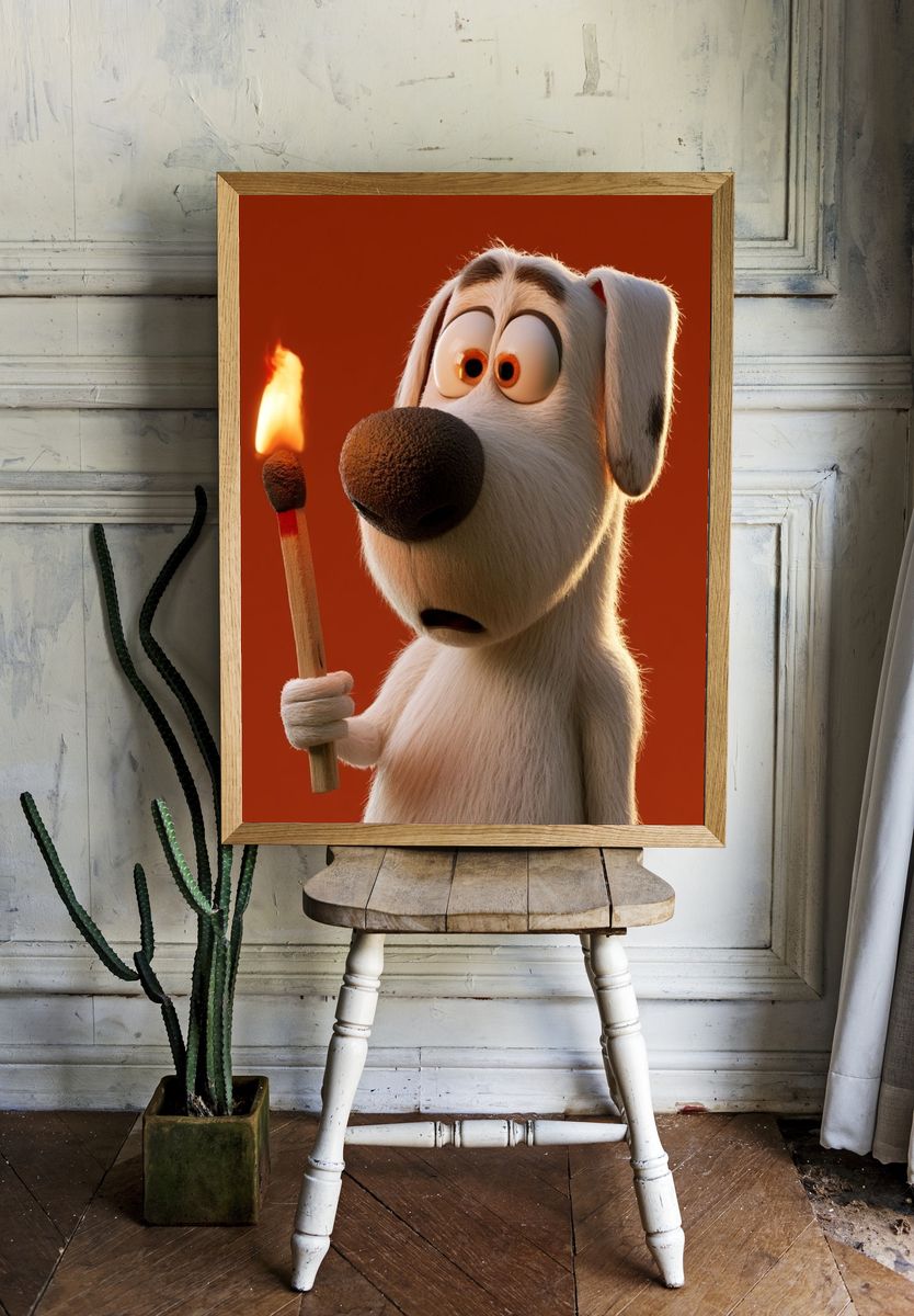 Surprised Cartoon Dog Illustration Poster. — room view 1