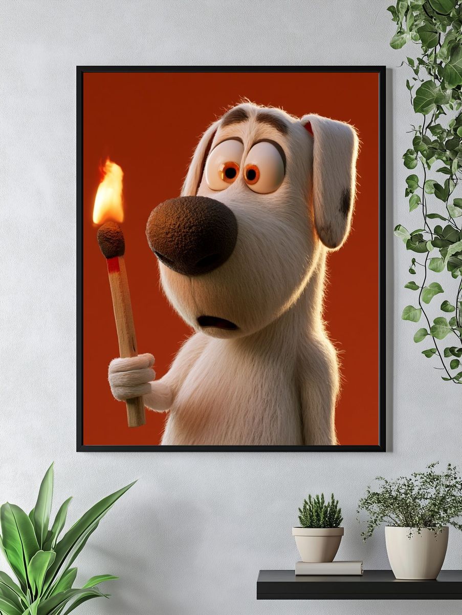 Surprised Cartoon Dog Illustration Poster. — room view 4