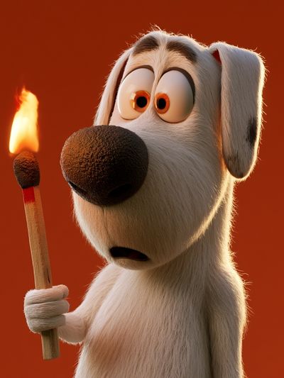 Surprised Cartoon Dog Illustration Poster.
