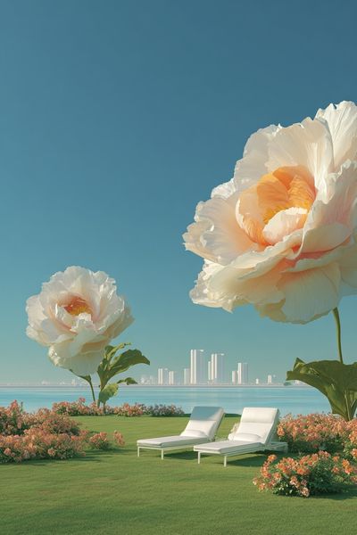 Dreamy Floral Seascape Poster.