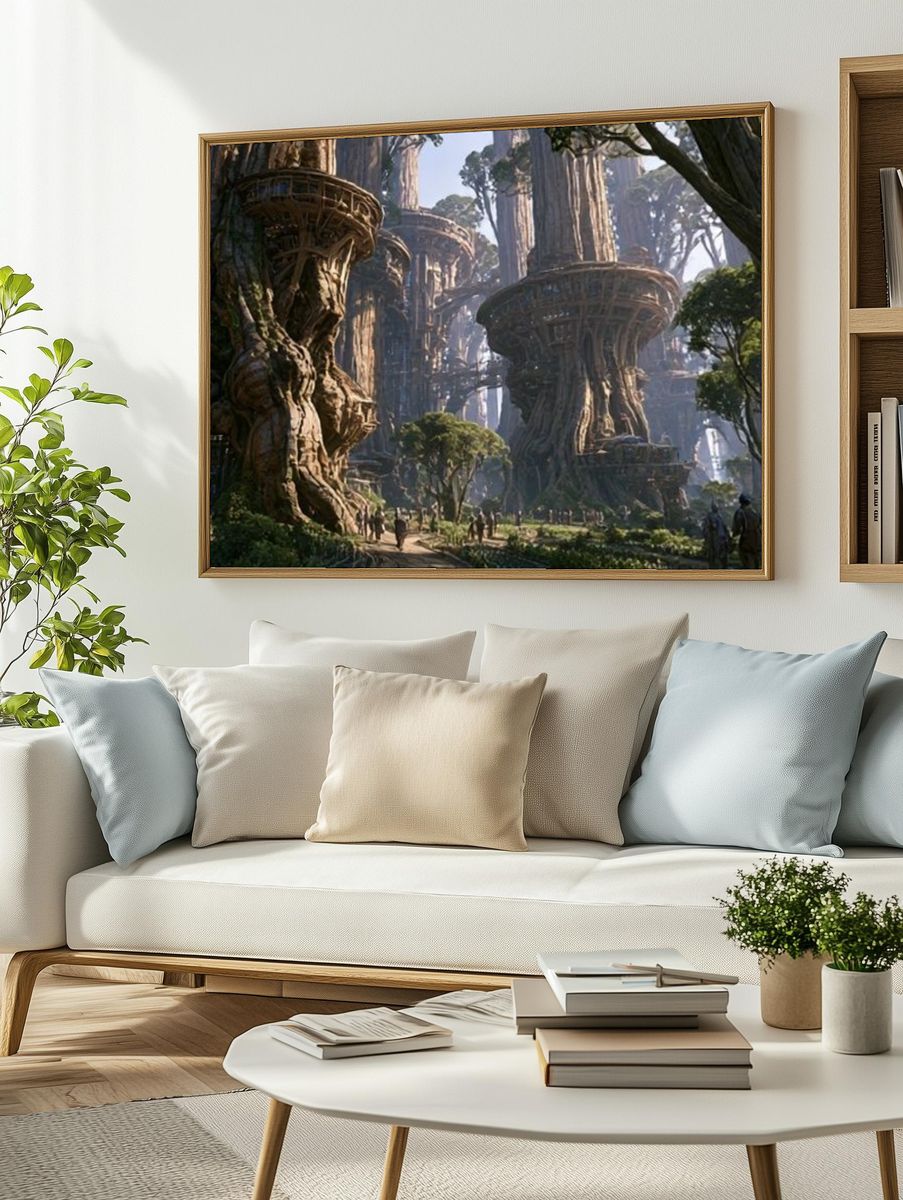 Ancient Tree City Fantasy Print. — room view 2