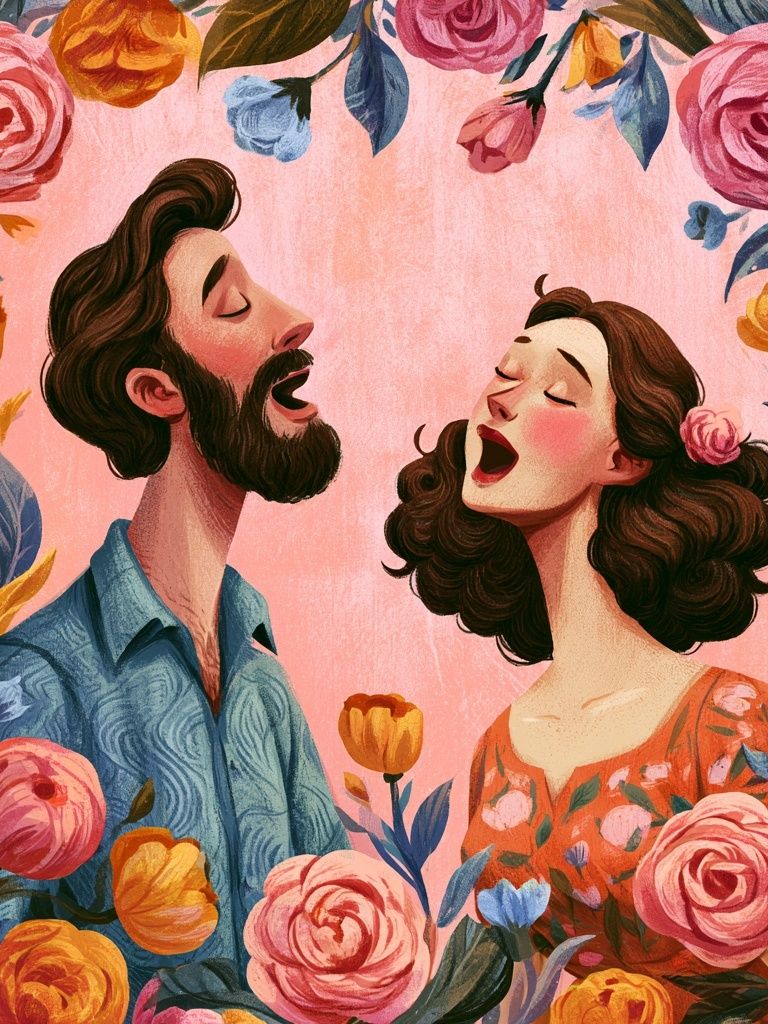 Floral Duet Illustration Poster. poster detail