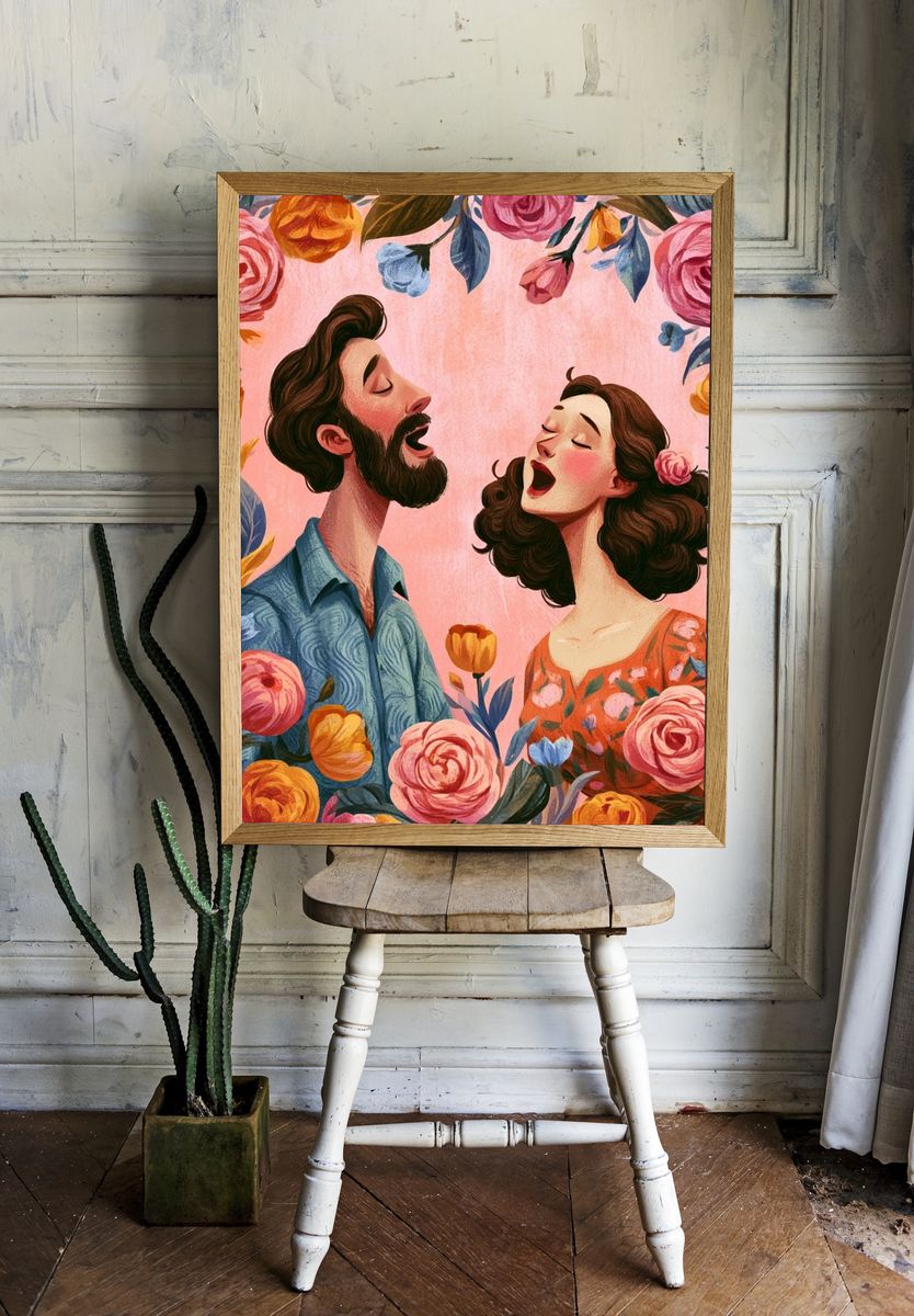Floral Duet Illustration Poster. room preview