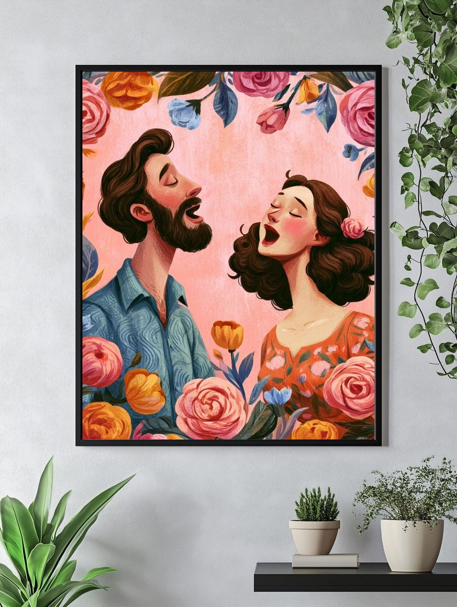 Floral Duet Illustration Poster. — room view 4