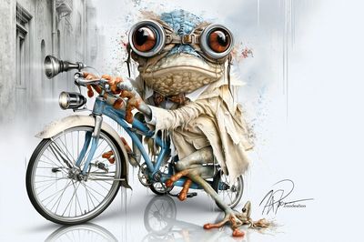 Cycling Frog Illustration Poster. poster print