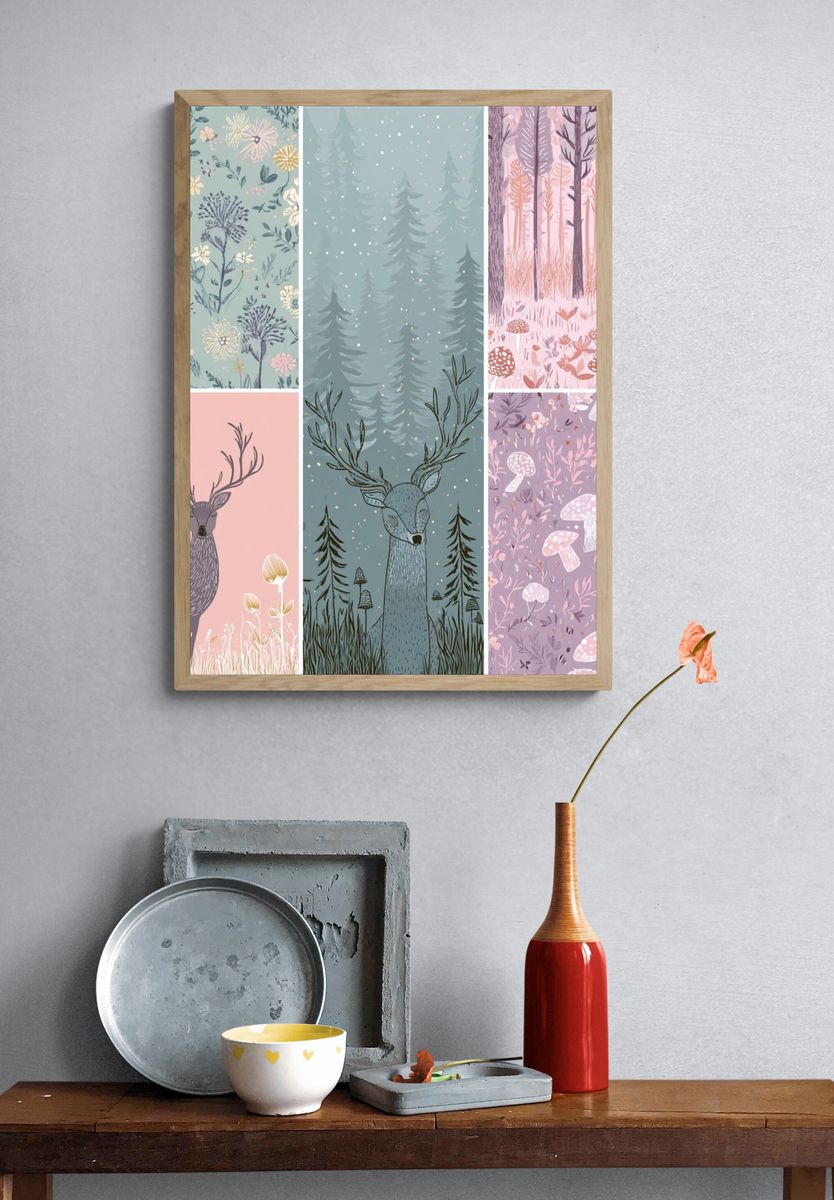 Whimsical Forest Illustration Poster. — room view 3