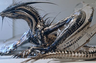 Chrome Dragon Sculpture Poster. poster