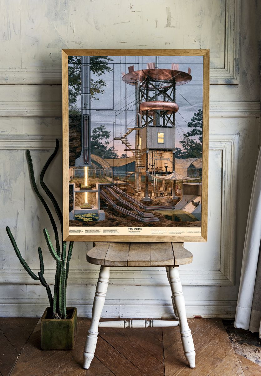 Futuristic Eco Farm Illustration Poster. — room view 1