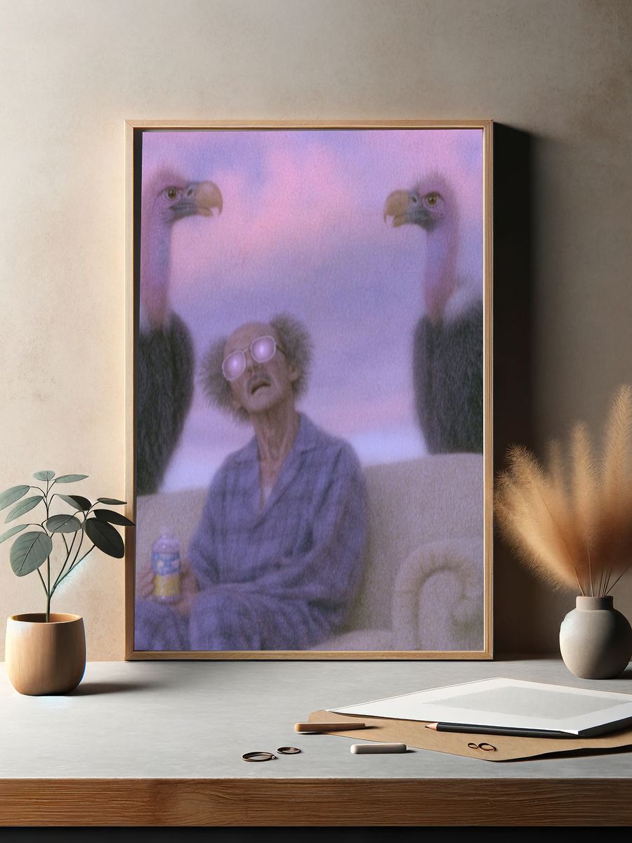 Surreal Flamingo Living Room Print. — room view 2