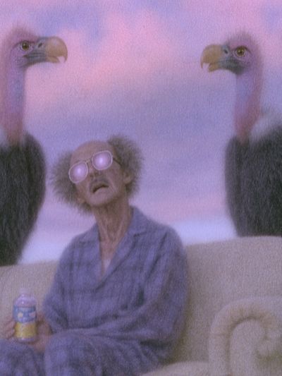 Surreal Flamingo Living Room Print. poster