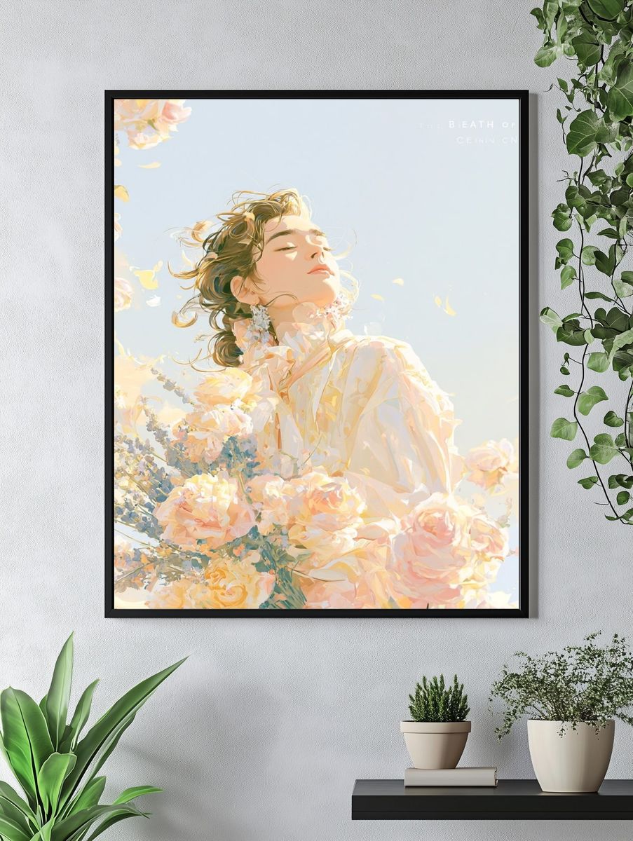 Breathe of Light Floral Portrait Print. — room view 4