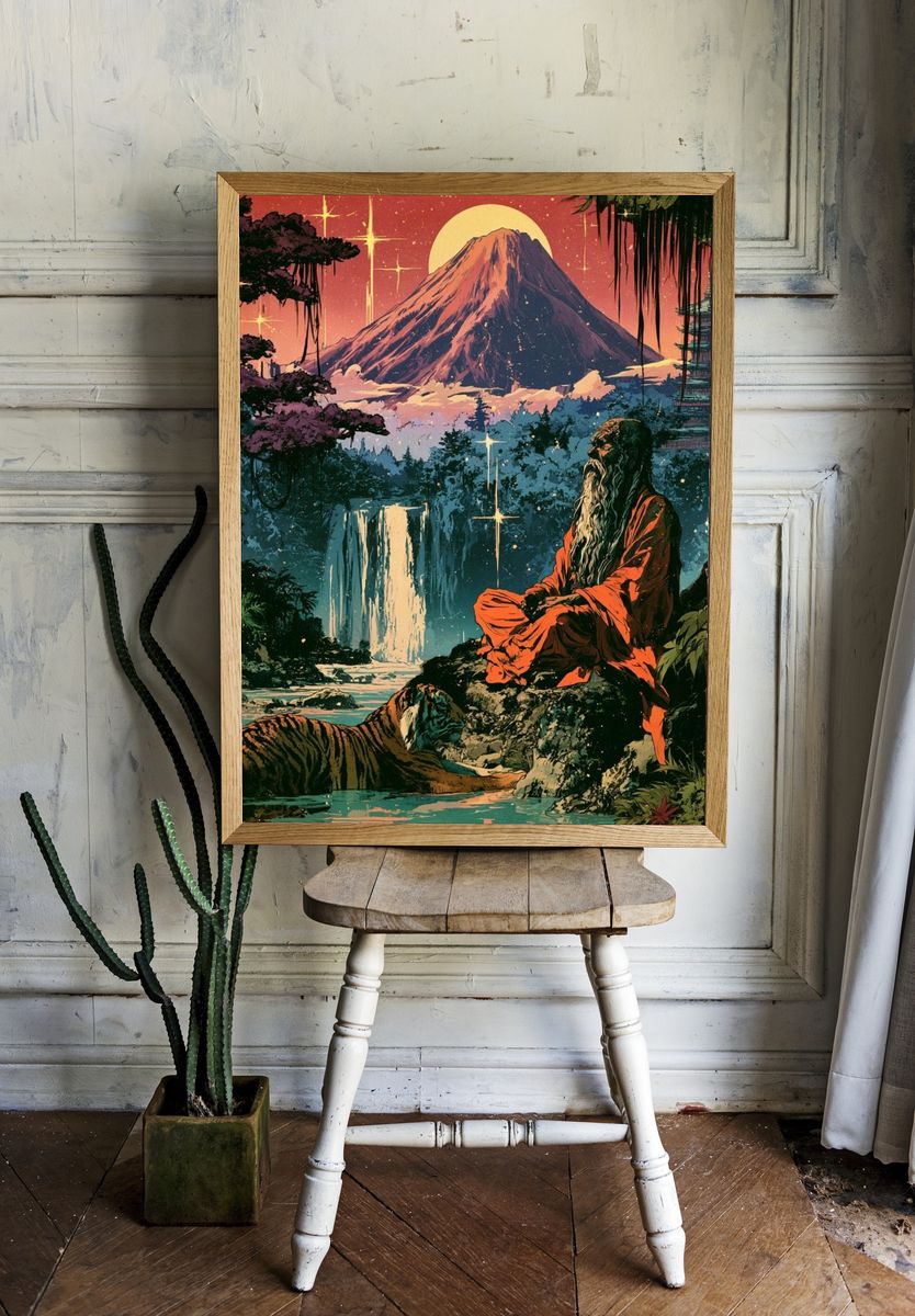Mystic Mountain Meditation Print. — room view 1