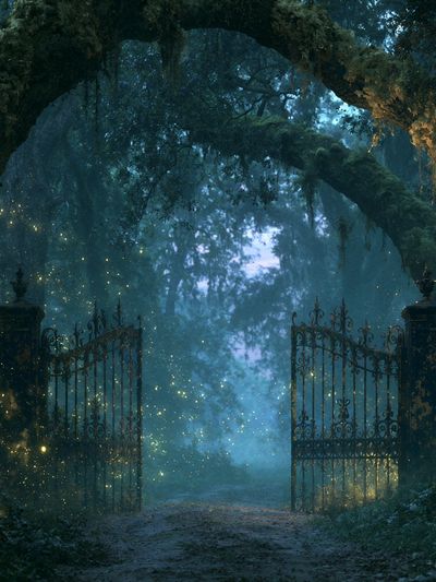 Enchanted Forest Gate Illustration Print.