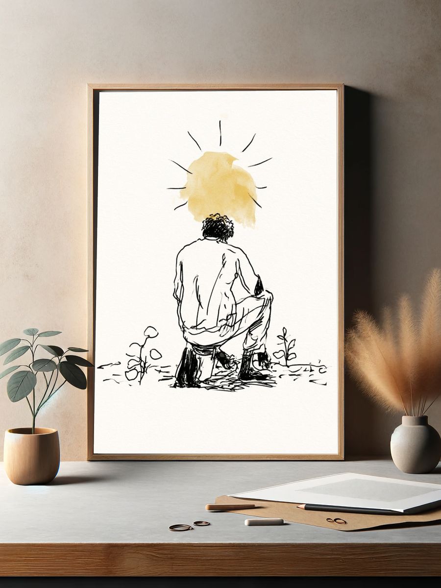 Meditative Figure Ink Print. — room view 2
