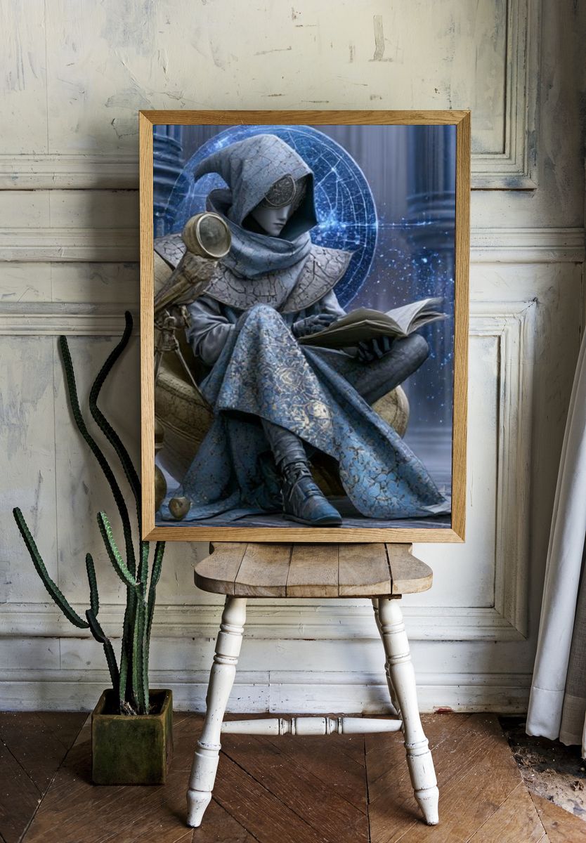 Mystic Hooded Reader Fantasy Print. — room view 1
