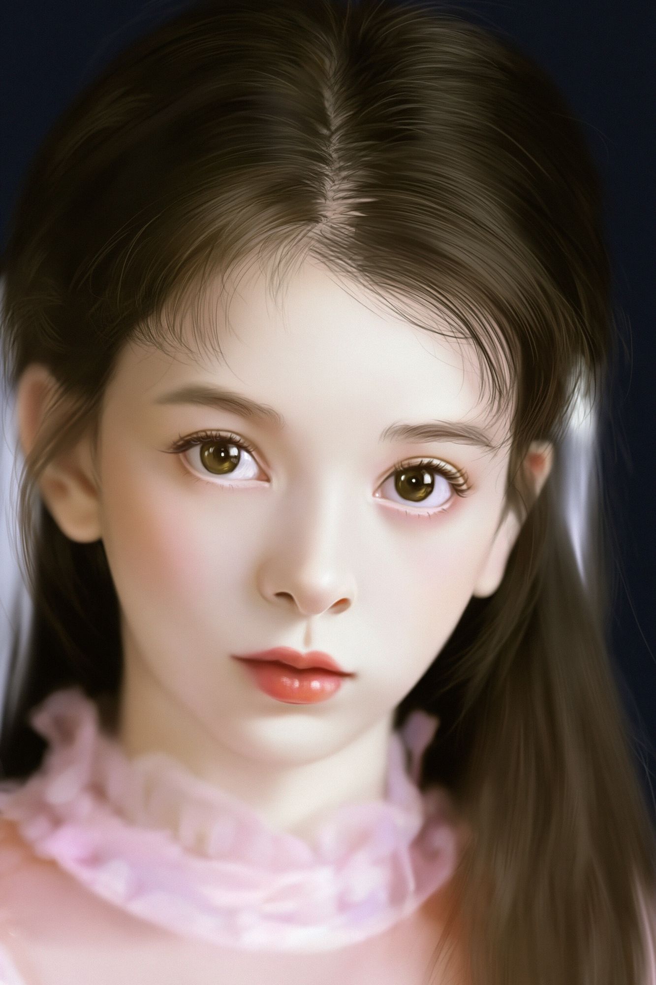 Dreamy Girl Portrait Illustration Poster. poster detail