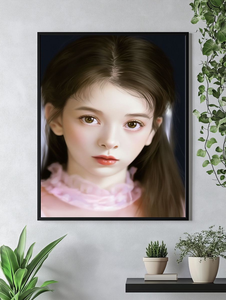 Dreamy Girl Portrait Illustration Poster. — room view 4