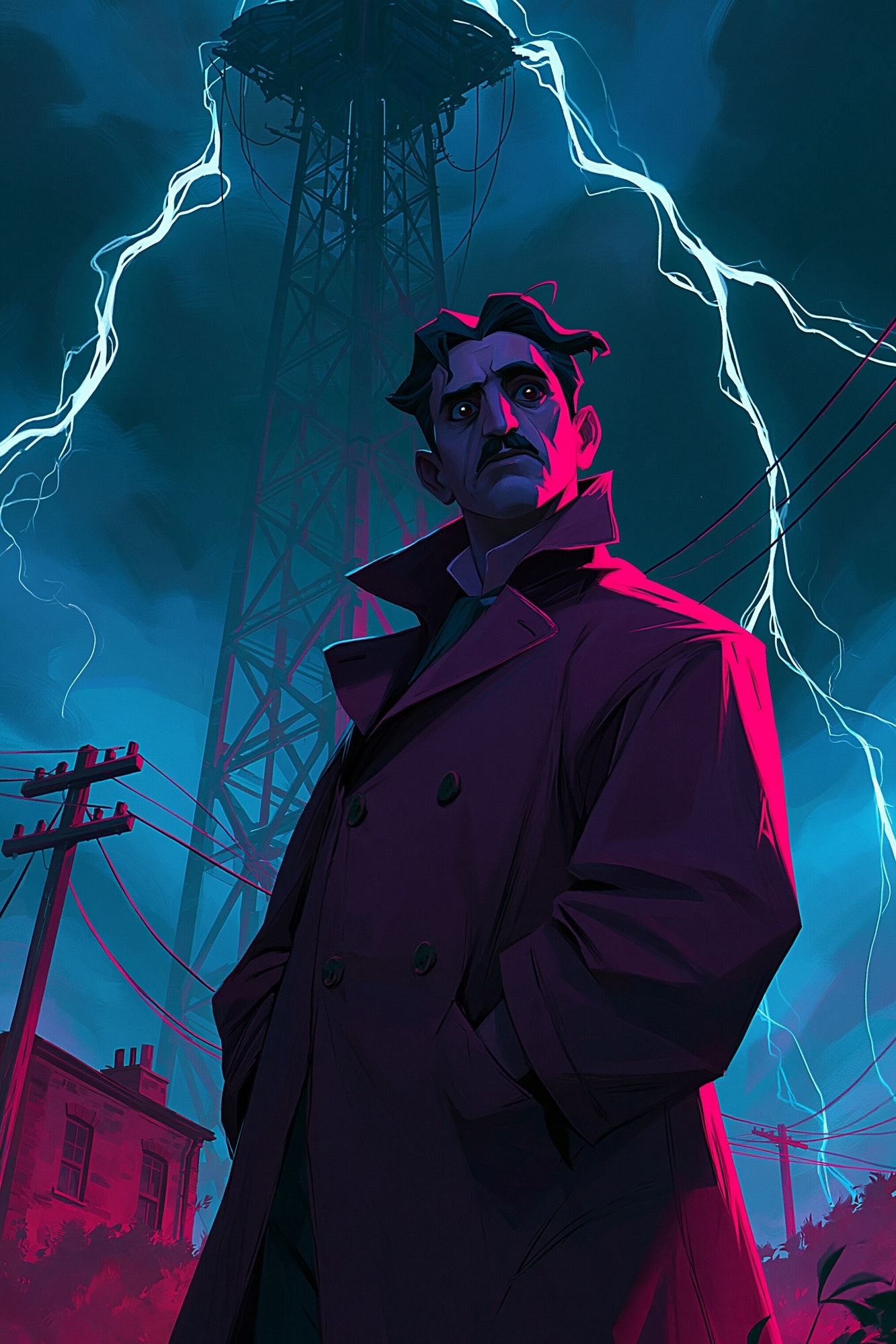 Stormy Noir Detective Illustration Poster. poster detail