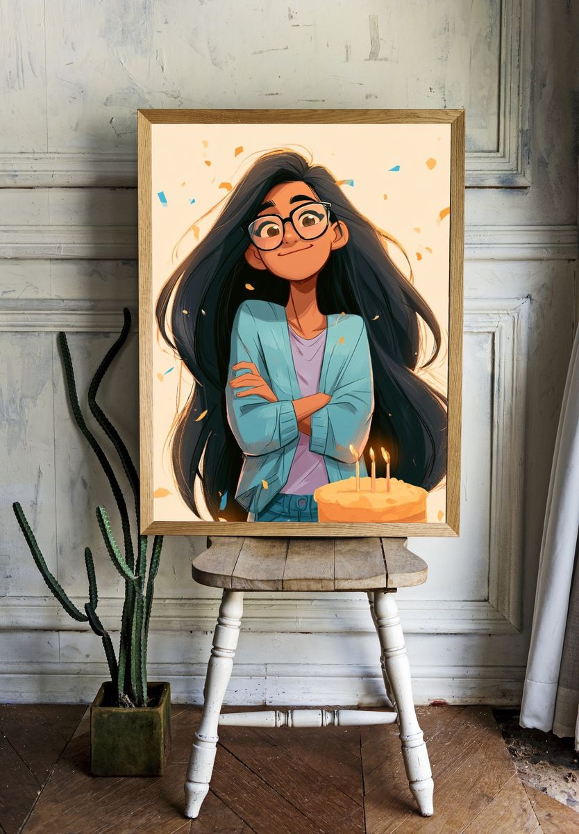 Birthday Girl Illustration Poster. room preview