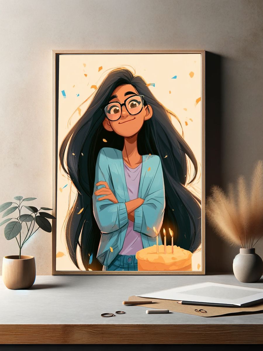 Birthday Girl Illustration Poster. — room view 2