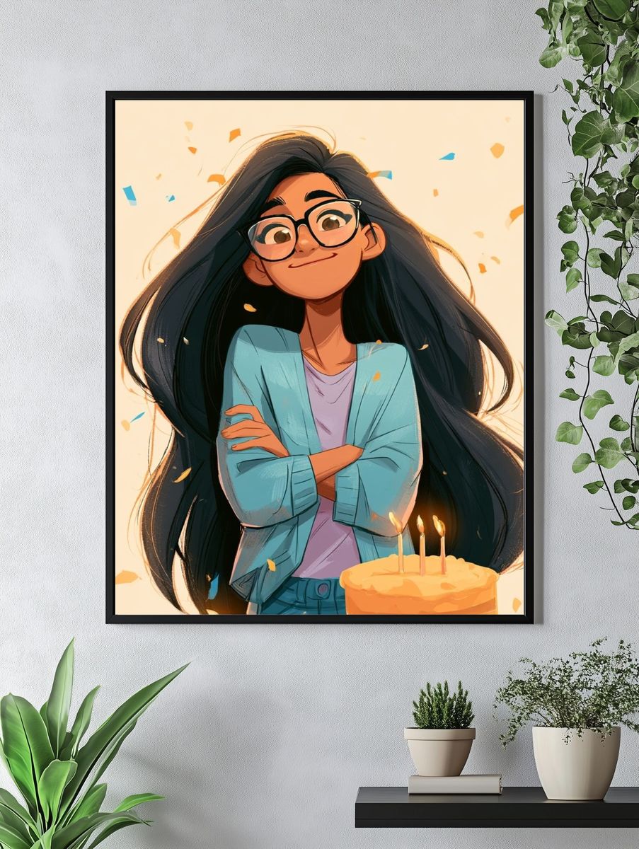 Birthday Girl Illustration Poster. — room view 4