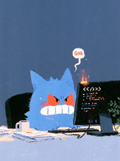 Angry Blue Cat Illustration Poster. poster