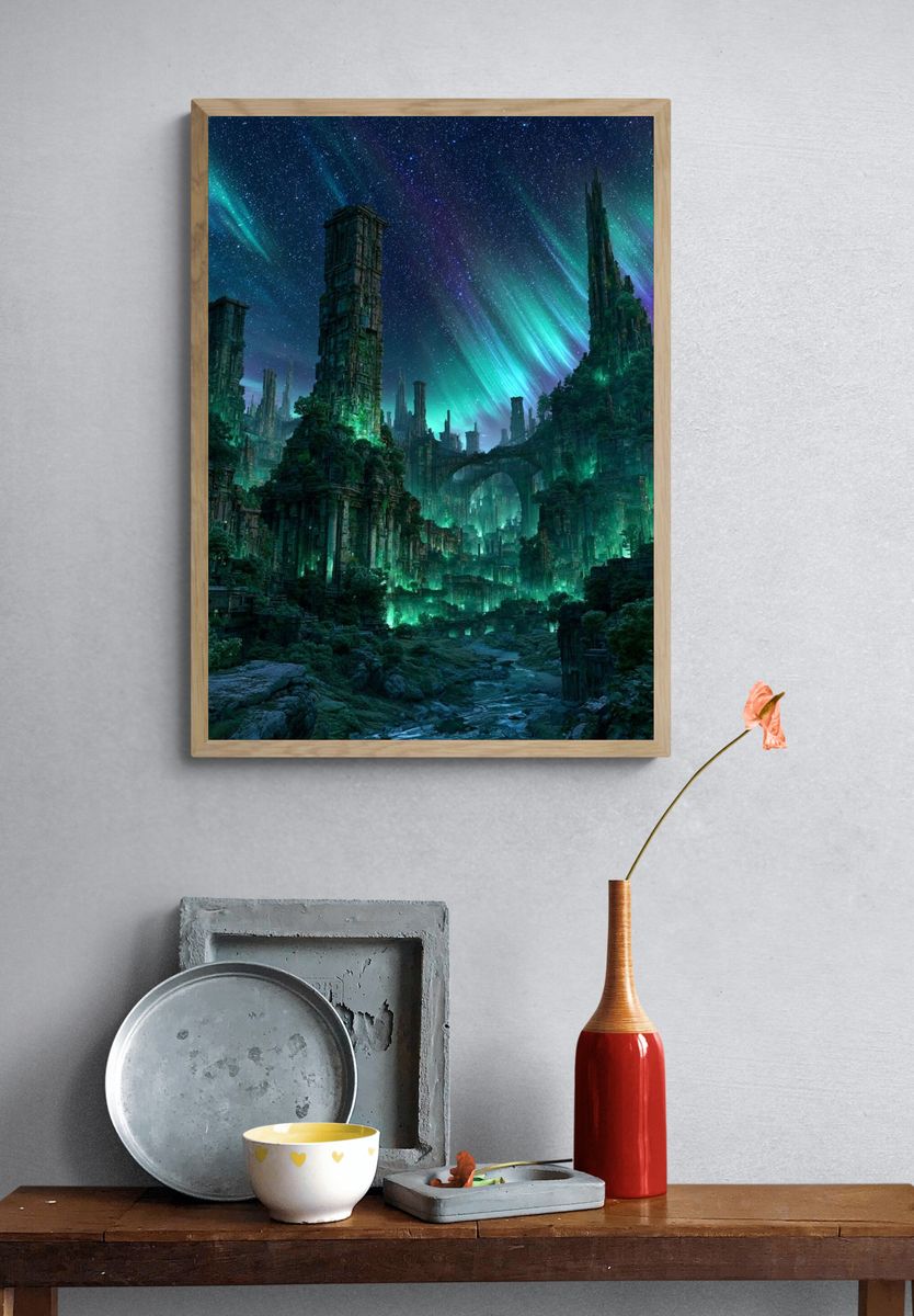 Aurora Ruins Fantasy Print. — room view 3