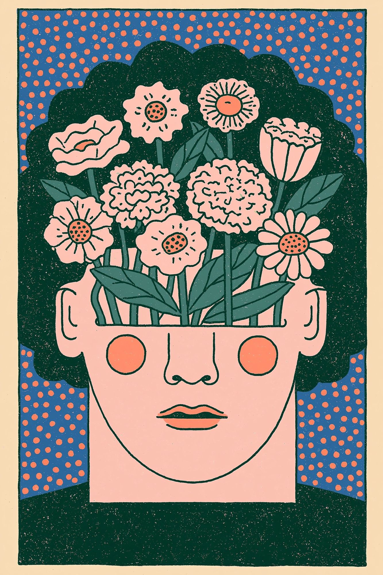 Flower Head Illustration Poster. poster — illustration art