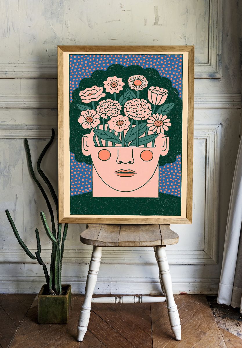 Flower Head Illustration Poster. room preview