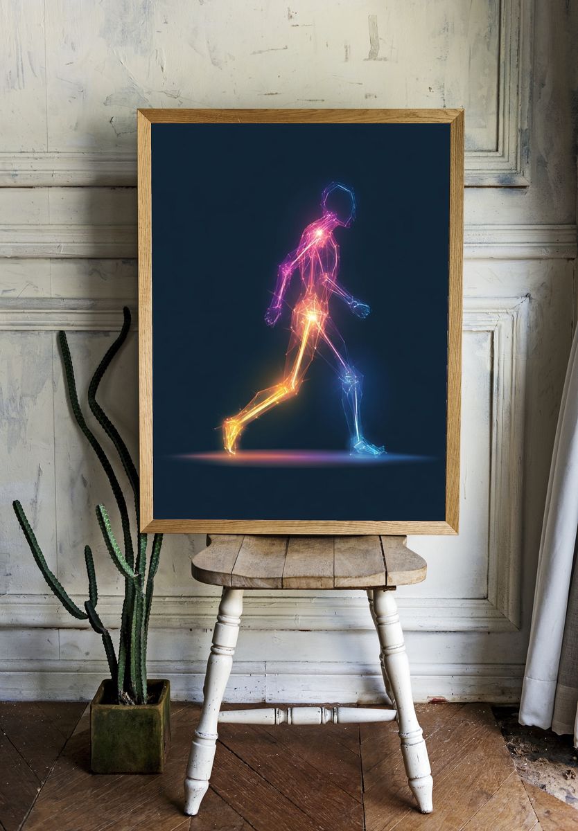 Neon Runner Abstract Poster. room preview