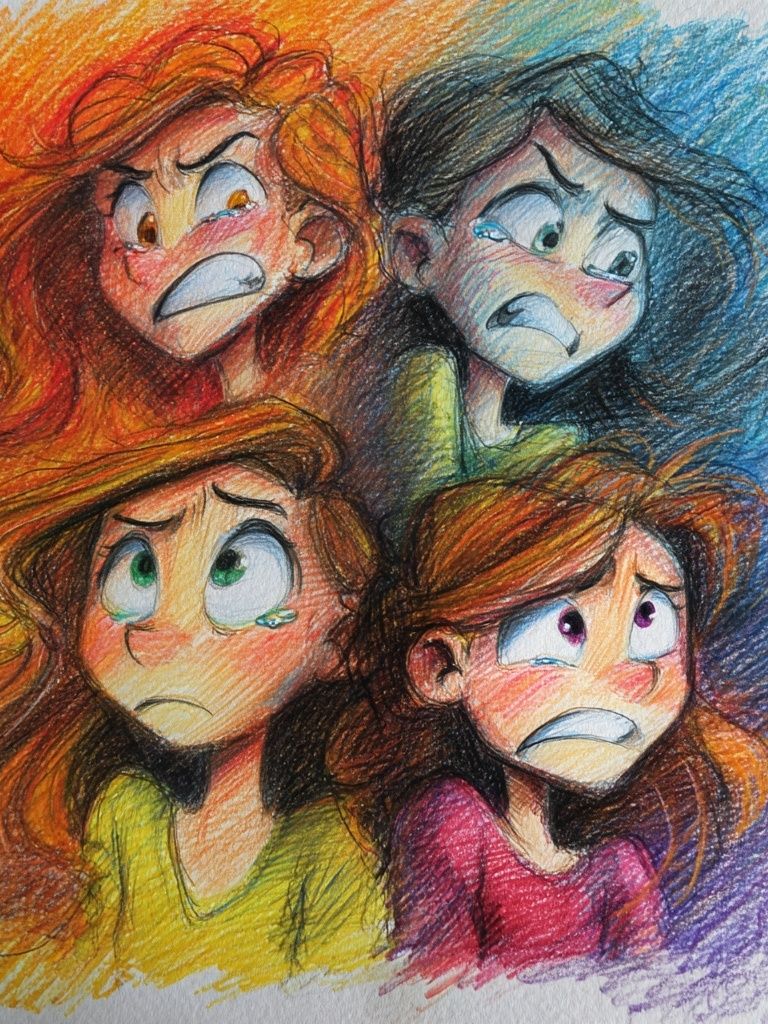 Emotional Faces Illustration Poster. poster detail