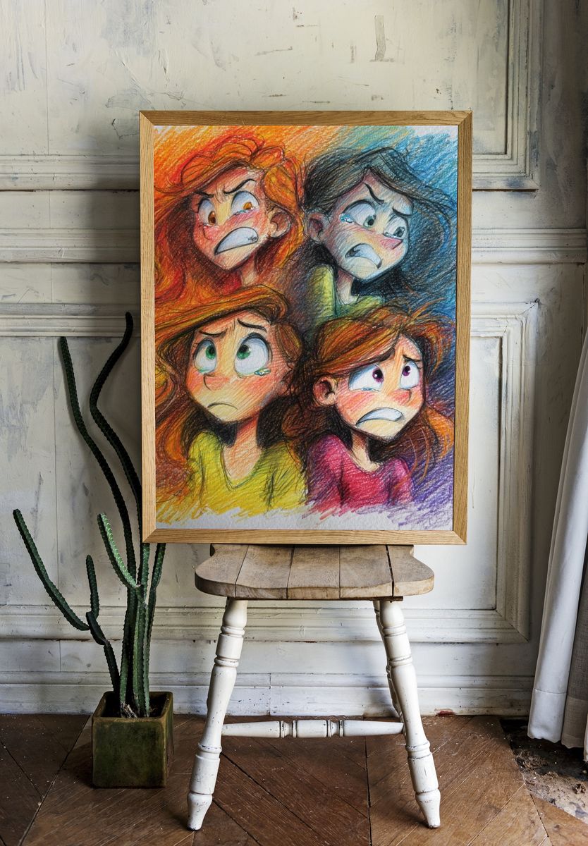 Emotional Faces Illustration Poster room preview