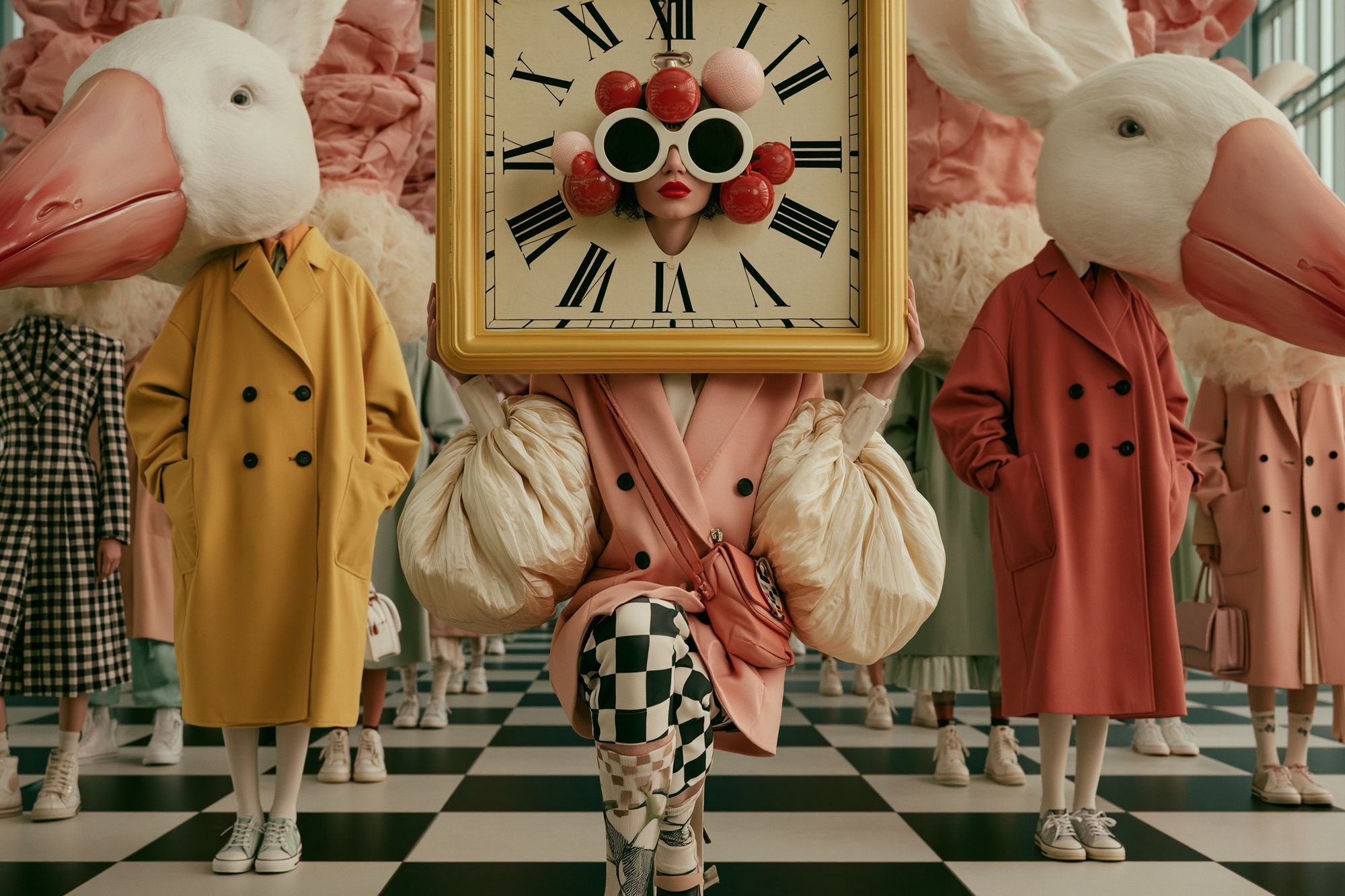 Surreal Duck Fashion Clock Print. poster detail